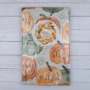 Vinyl Tablecloth Fall Pumpkins Thankful Grateful Blessed 52x70
